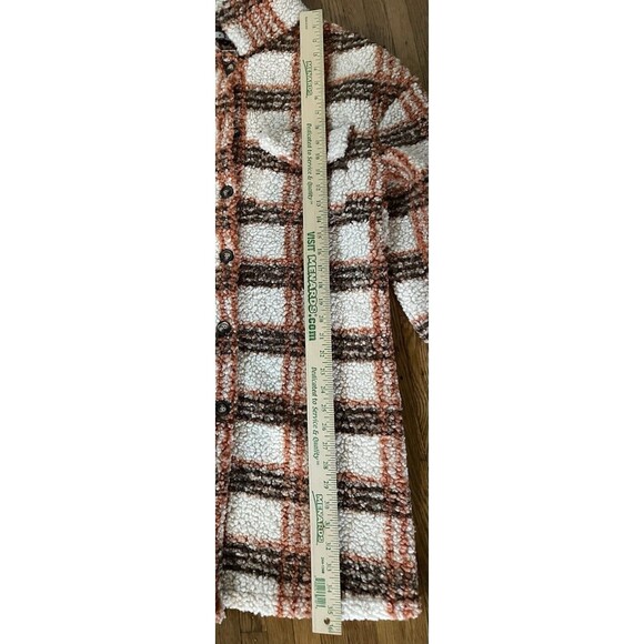 Vintage Women Fall Plaid Sherpa Like Jacket- Comfy, Oversized Long Sleeve Warm - Picture 7 of 8
